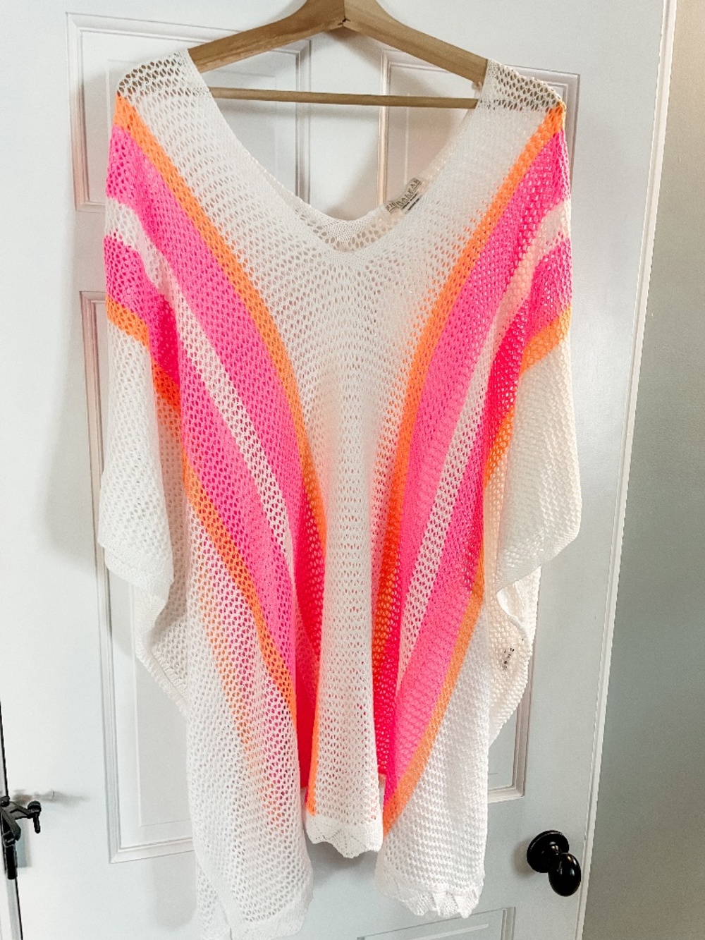 Shiraleah Crocheted Florida Cover Up White, Pink And Orange - One Size NWT NEW